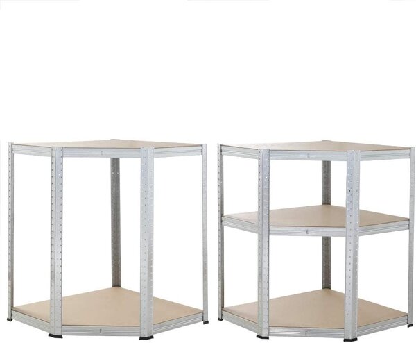 Rohový regál 180x70x40 cm - strieborný