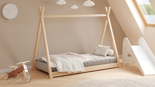 Detská posteľ Tipi 90x180 drevený domček - borovica