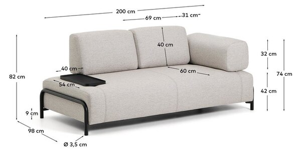 Sivobéžová pohovka 200 cm Compo – Kave Home