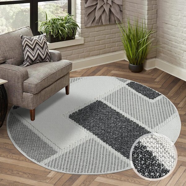 Dekorstudio Moderný okrúhly koberec LINDO 8877 - sivý Priemer koberca: 200cm