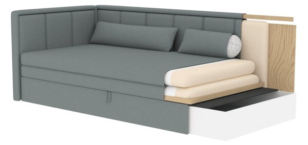 Modrá/sivá ženilková rozkladacia/s úložným priestorom pohovka 214 cm Fulgeo – ELTAP