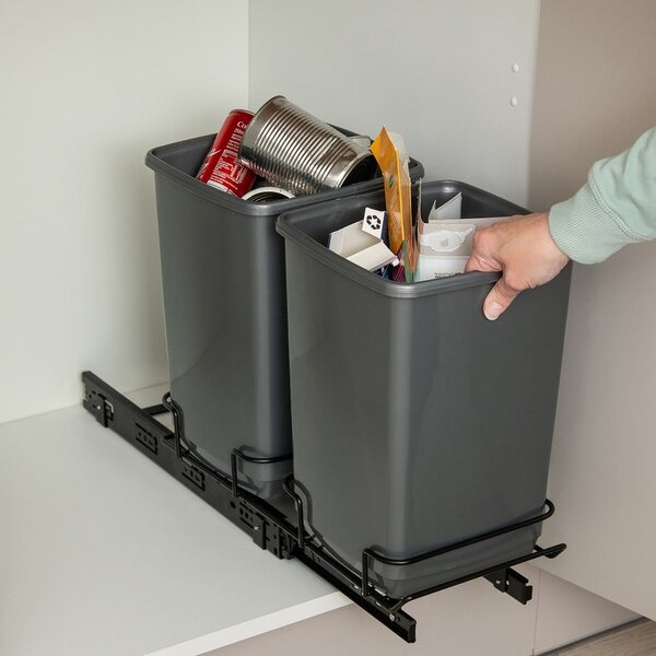 Súprava 2 sivých odpadkových košov Addis In-Cupboard Bin, 10 l