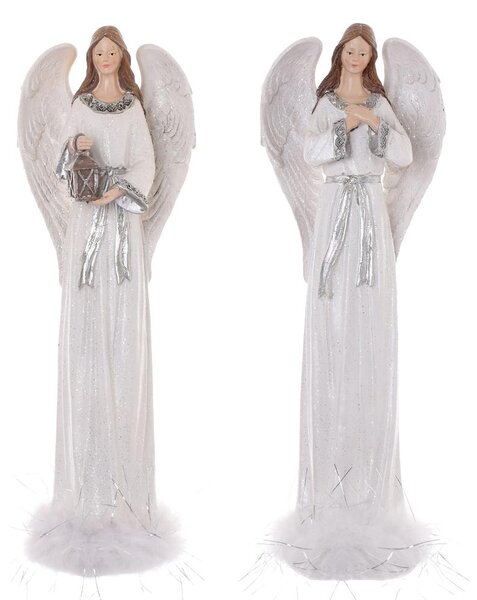 Vianočný anjel biely mix3 39cm polyres cena za 1ks