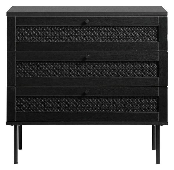 Čierna nízka komoda v dekore duba 80x75 cm Pensacola – Unique Furniture