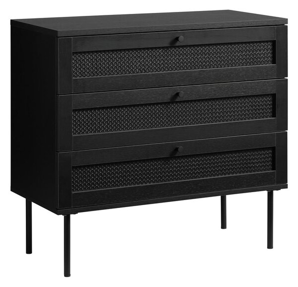 Čierna nízka komoda v dekore duba 80x75 cm Pensacola – Unique Furniture