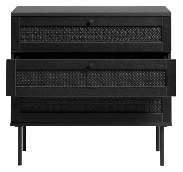 Čierna nízka komoda v dekore duba 80x75 cm Pensacola – Unique Furniture