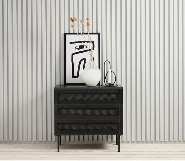 Čierna nízka komoda v dekore duba 80x75 cm Pensacola – Unique Furniture