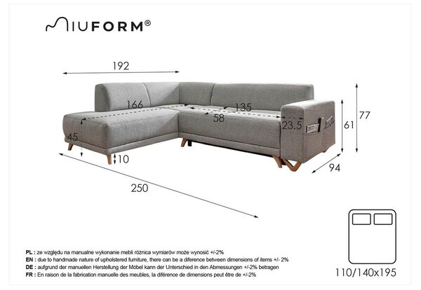 Sivá rozkladacia/s úložným priestorom rohová pohovka (ľavý roh/do L) Classy Sophie – Miuform