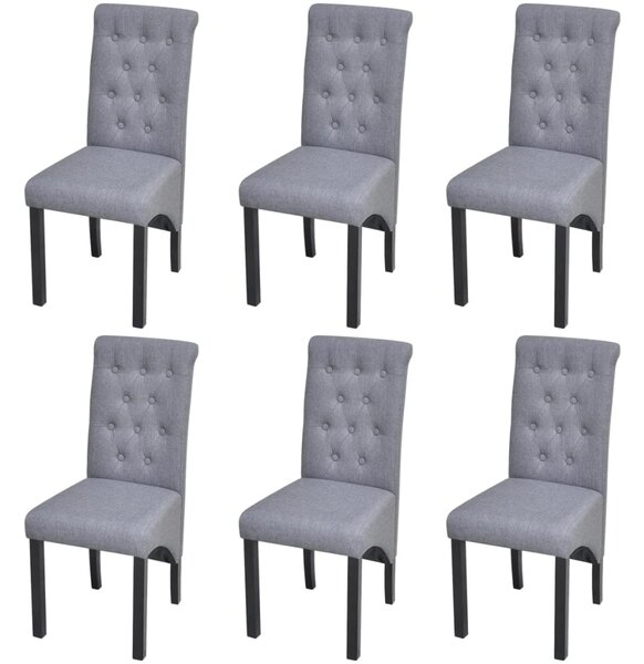 Jedálenské stoličky 6 ks, svetlosivé, látka