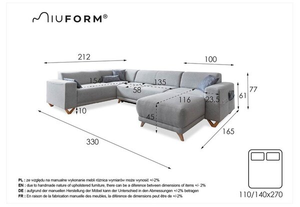 Béžová rozkladacia/s úložným priestorom rohová pohovka (ľavý roh/do tvaru "U") Classy Sophie – Miuform