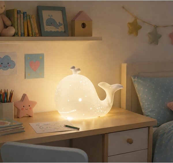 ONLI - Stolná lampa PORCELLANA 1xE14/6W/230V 16,2 cm veľryba