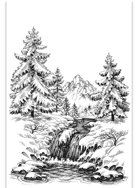 Obraz čiernobiela rozprávková krajina