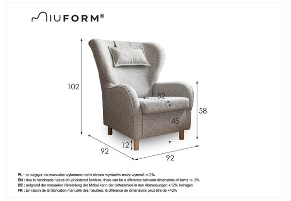 Hnedé kreslo ušiak Miuform Miuf