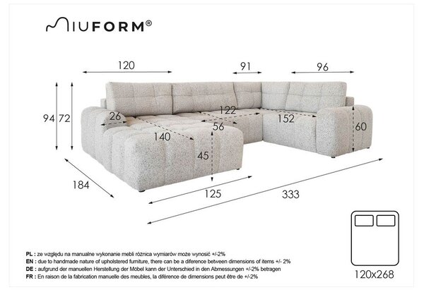 Krémová rozkladacia modulárna rohová pohovka s úložným priestorom (pravý roh) Lulu – Miuform