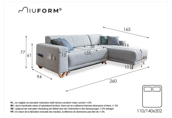 Sivá rozkladacia/s úložným priestorom rohová pohovka Classy Sophie – Miuform