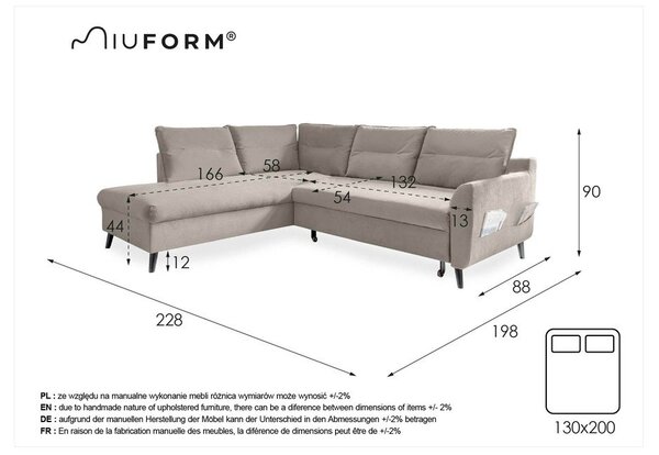 Tyrkysovomodrá zamatová rozkladacia rohová pohovka Miuform Stylish Stan L, ľavý roh