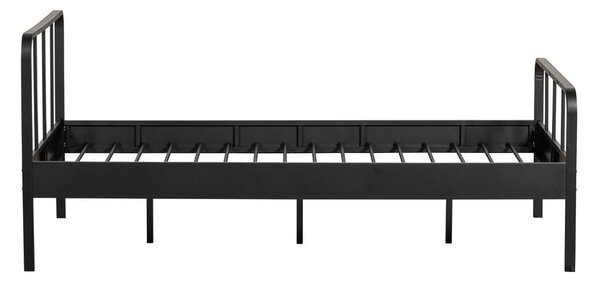 Čierna kovová jednolôžková posteľ s roštom 120x200 cm Mees – WOOOD