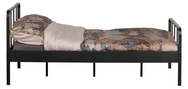 Čierna kovová jednolôžková posteľ s roštom 120x200 cm Mees – WOOOD