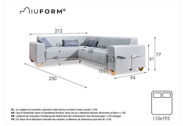 Sivá rozkladacia/s úložným priestorom rohová pohovka (ľavý roh/do L) Classy Sophie – Miuform