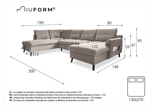 Tyrkysovomodrá zamatová rozkladacia pohovka do "U" Miuform Stylish Stan, ľavý roh