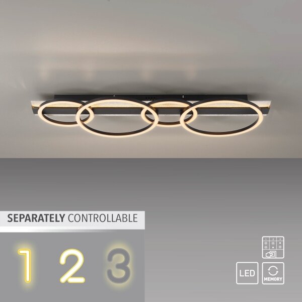 JUST LIGHT. 14426-21 - LED stropné svietidlo CICHIO LED/37W/230V + LED/9,5W čierna