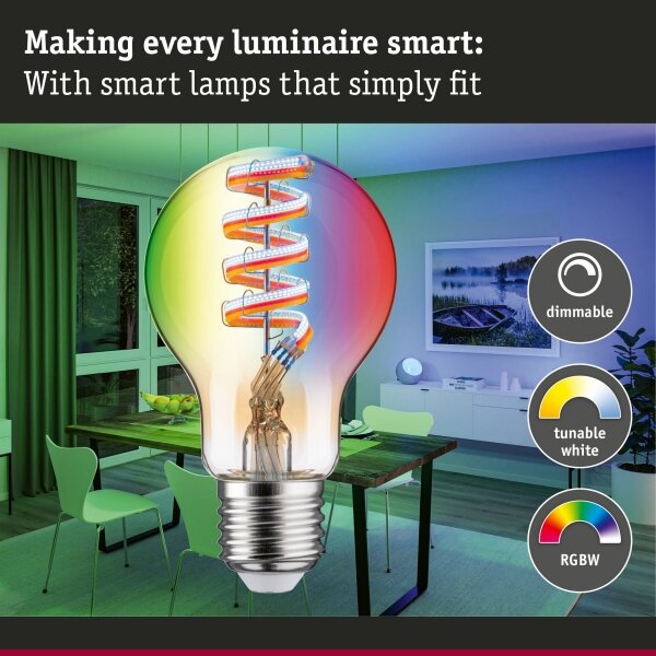 LED RGBW Stmievateľná žiarovka FILAMENT E27/6,3W/230V 2200-6500K - Paulmann 29156