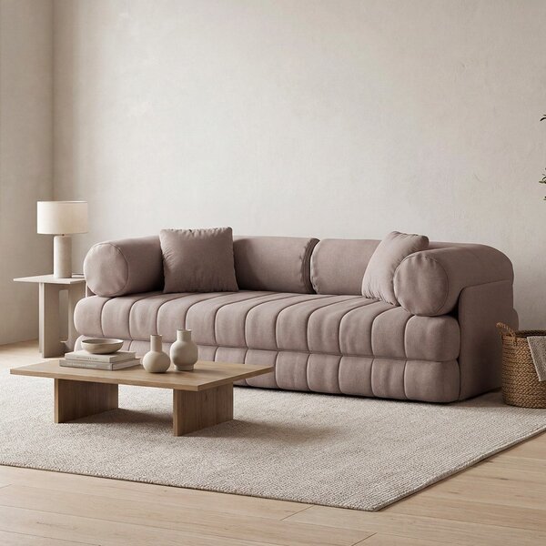 Sivobéžová rozkladacia pohovka z textílie buklé 206 cm Kemi – Cosmopolitan Design