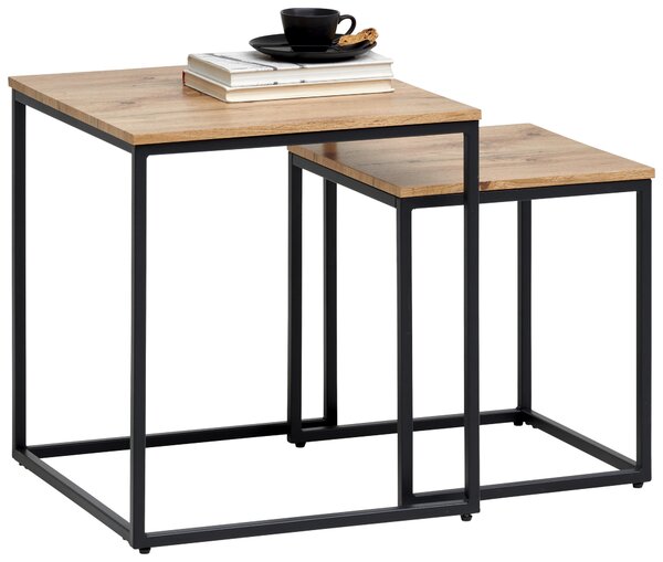 SADA PRÍRUČNÝCH STOLÍKOV, farba duba, kov, kompozitné drevo, 35-45/35-45/40-50 cm Ti'me - Stolíky do obývačky