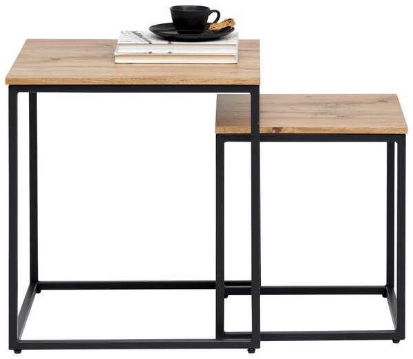 SADA PRÍRUČNÝCH STOLÍKOV, farba duba, kov, kompozitné drevo, 35-45/35-45/40-50 cm Ti'me - Stolíky do obývačky