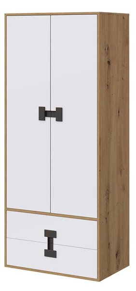 Mirjan24 Dvojdverová šatníková skriňa Tikrote 80 TE01, Farby: dub artisan / biely 5903211149108
