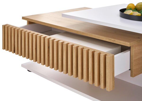 KONFERENČNÝ STOLÍK, biela, dub artisan, kompozitné drevo, 110/60/40 cm Boxxx - Stolíky do obývačky, Online Only