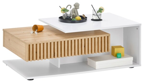 KONFERENČNÝ STOLÍK, biela, dub artisan, kompozitné drevo, 110/60/40 cm Boxxx - Stolíky do obývačky, Online Only