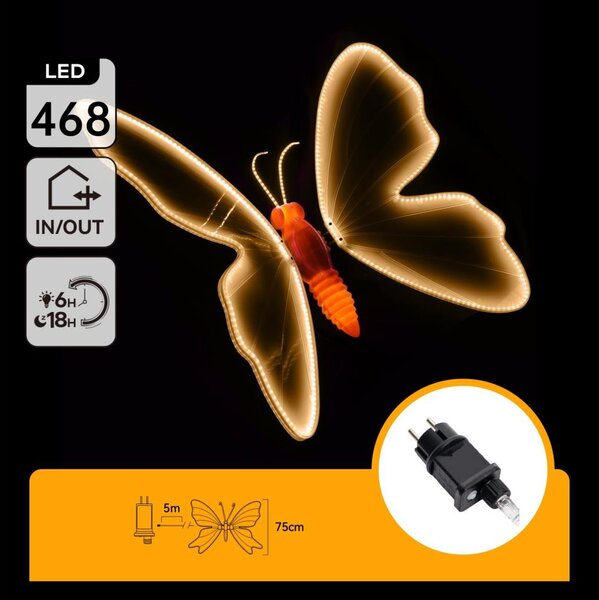 Aigostar - LED Vonkajšia dekorácia 504xLED IP44 teplá biela motýľ