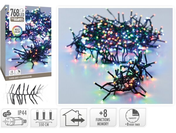 LED Vonkajší vianočný reťazec 768xLED/230V/8 funkcií 8,5 m IP44 viacfarebný
