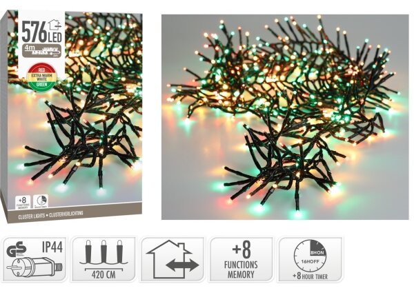 LED vonkajší vianočný reťazec 576xLED/230V/8 funkcií 7,2 m IP44 viacfarebný