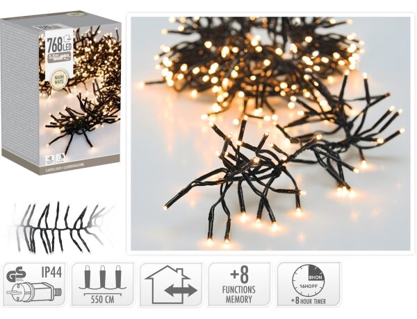 LED Vonkajší vianočný reťaz 768xLED/230V/8 funkcií 8,5 m IP44 teplá biela