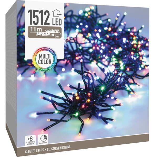LED vonkajšia vianočná reťaz 1512xLED/230V/8 funkcií 14 m IP44 viacfarebná