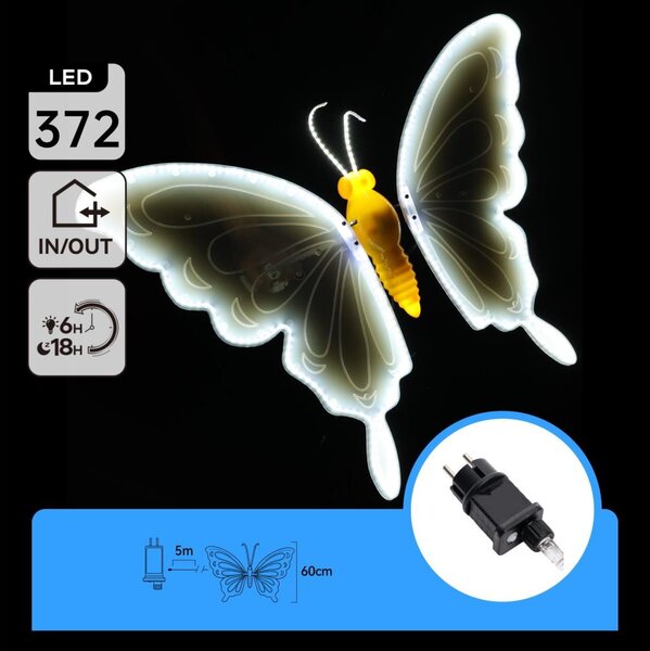 Aigostar - LED Vonkajšia dekorácia 372xLED IP44 studená biela motýľ