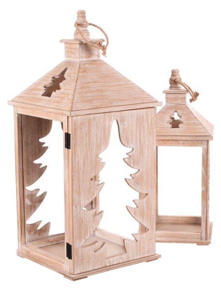 Set dvoch lampášov domček hnedý DA220 (2 ks)
