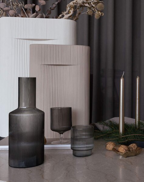 Ferm Living Sada 2 ks pohárov na víno Ripple, smoked grey