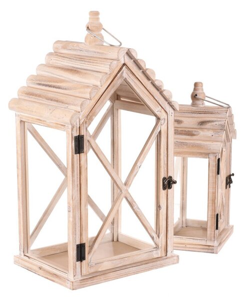 Set dvoch lampášov domček hnedý DA221 (2 ks)