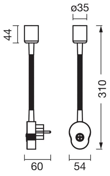 Osram - Flexibilné nástenné svietidlo PLUG TUBE FLEX 1xGU10/5W/230V čierne