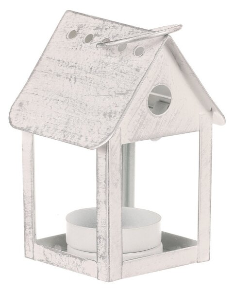Lampáš vtáčia búdka s LED osvetlením biely LUC318
