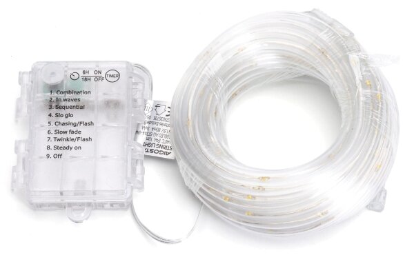 Aigostar-LED Vonkajší vianočný reťaz 100xLED/8 funkcií 3xAA 10,3m IP44 teplá biela