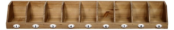 Nástenná polica s 9 priehradkami z jedľového dreva a keramiky – 89*16*11 cm - Chic Antique