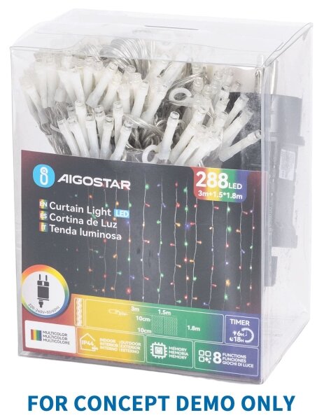 Aigostar - LED RGB vonkajšia svetelná reťaz 50xLED/7 funkcií 4xAA 5,3m IP44 viacfarebná + diaľkové ovládanie