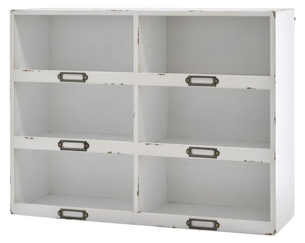 Biela antik nástenná polička Chic Antique so 6 priehradkami – 50*14,5*37 cm - Chic Antique