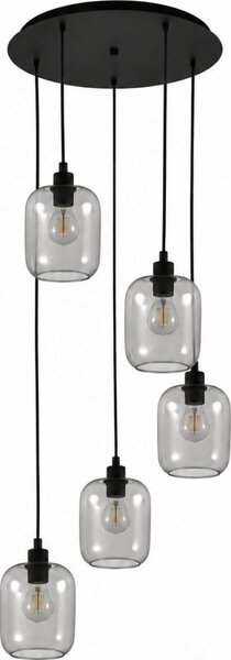 BRILAGI - LED Luster na lanku RETRO GLASS 5xE27/60W/230V čierna/dymová sivá