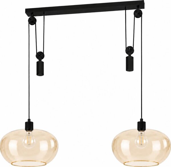 BRILAGI - LED závesné svietidlo na lanku RETRO GLASS 2xE27/40W/230V čierna/dymová béžová