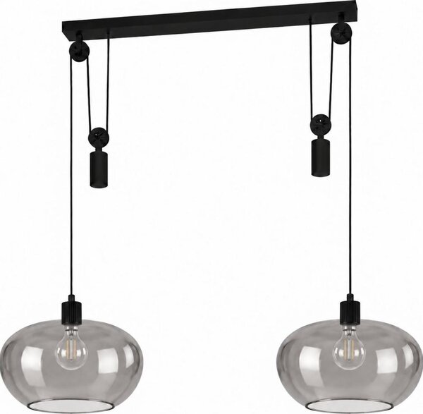 BRILAGI - LED Luster na lanku RETRO GLASS 2xE27/40W/230V čierna/dymovo sivá
